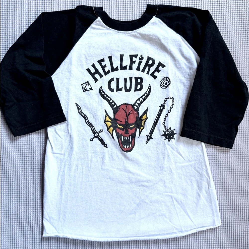 Hellfire Club Kids Raglan Shirt - Black and White
